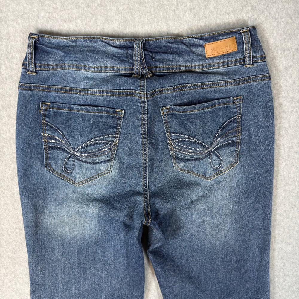 Angels Forever Young Everflex Curvy Bootcut Jeans Medium Wash Sequin Pockets 8 - Picture 5 of 12